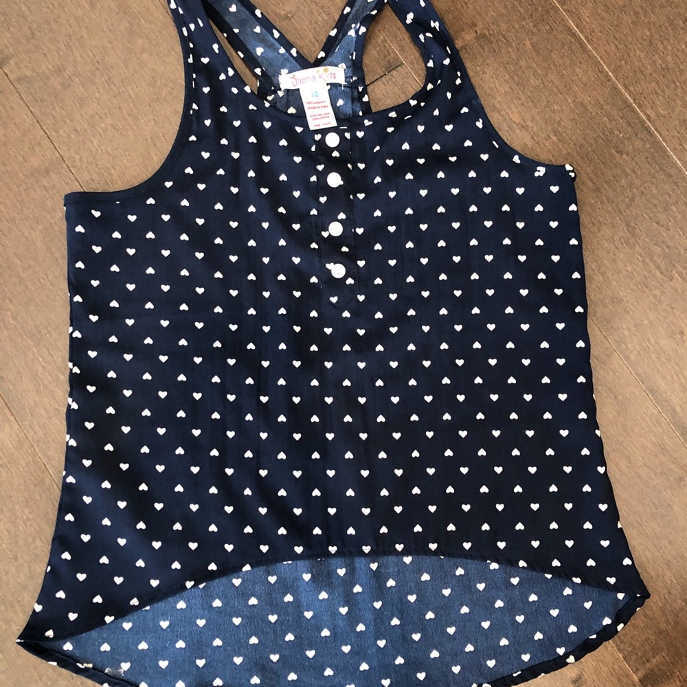 A charming navy blue blouse for young girls.